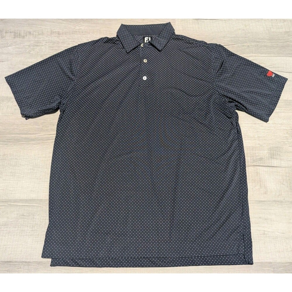 FootJoy FJ Men's XL Polo Performance Golf Shirt Blue Polka Dot